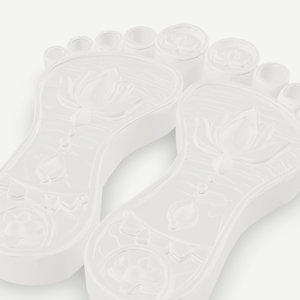 3D printed decorative paduka pair — detail view