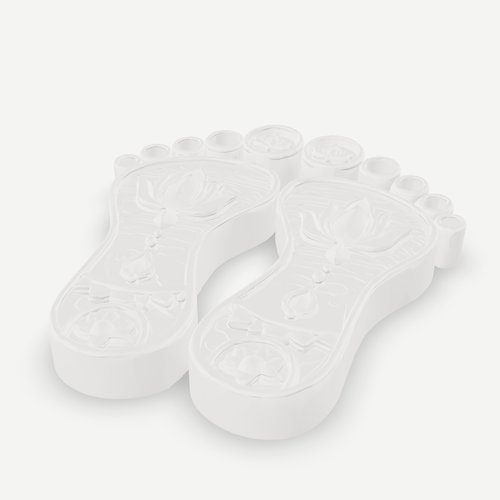 3D printed decorative paduka pair — front quarter view