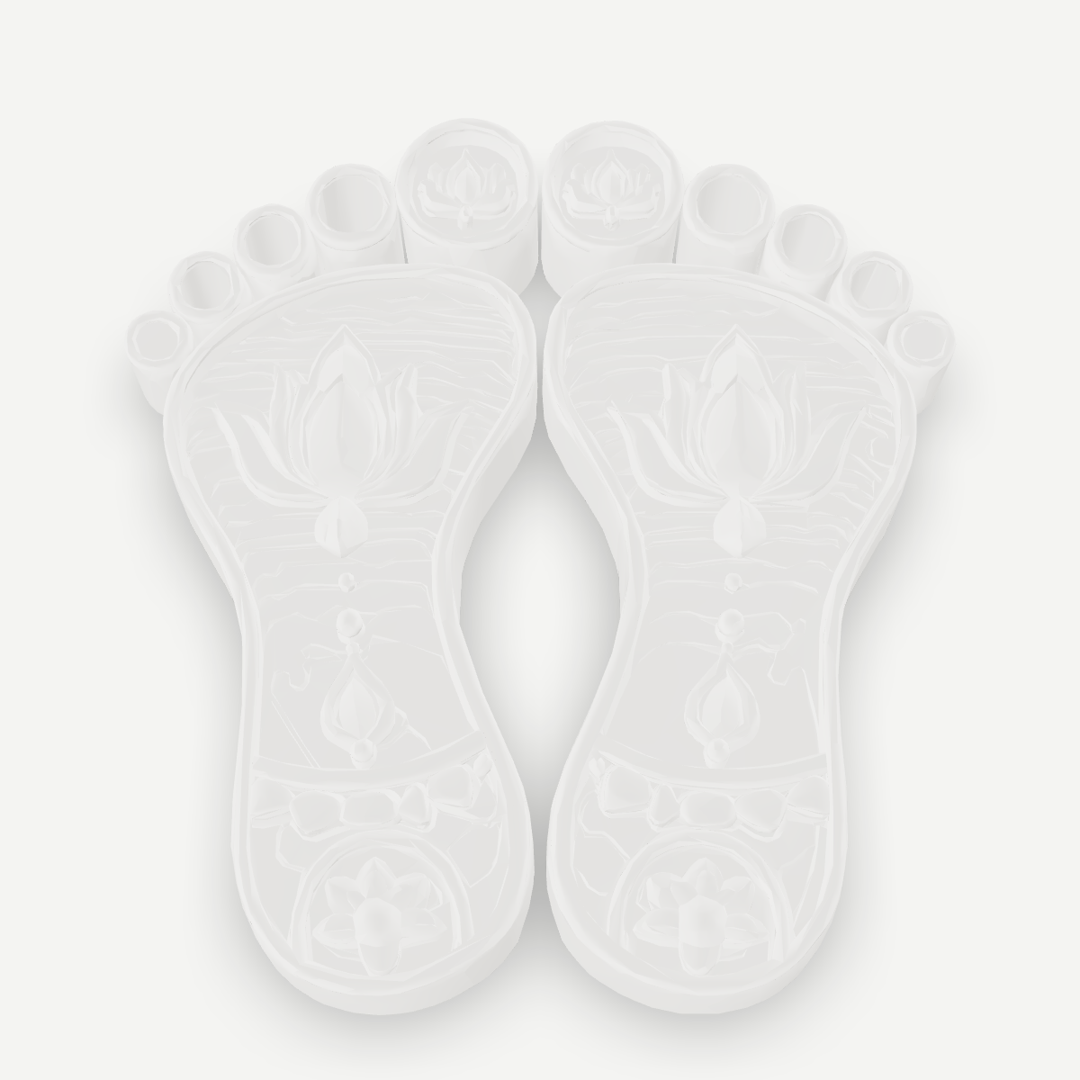 3D printed decorative paduka pair — top view