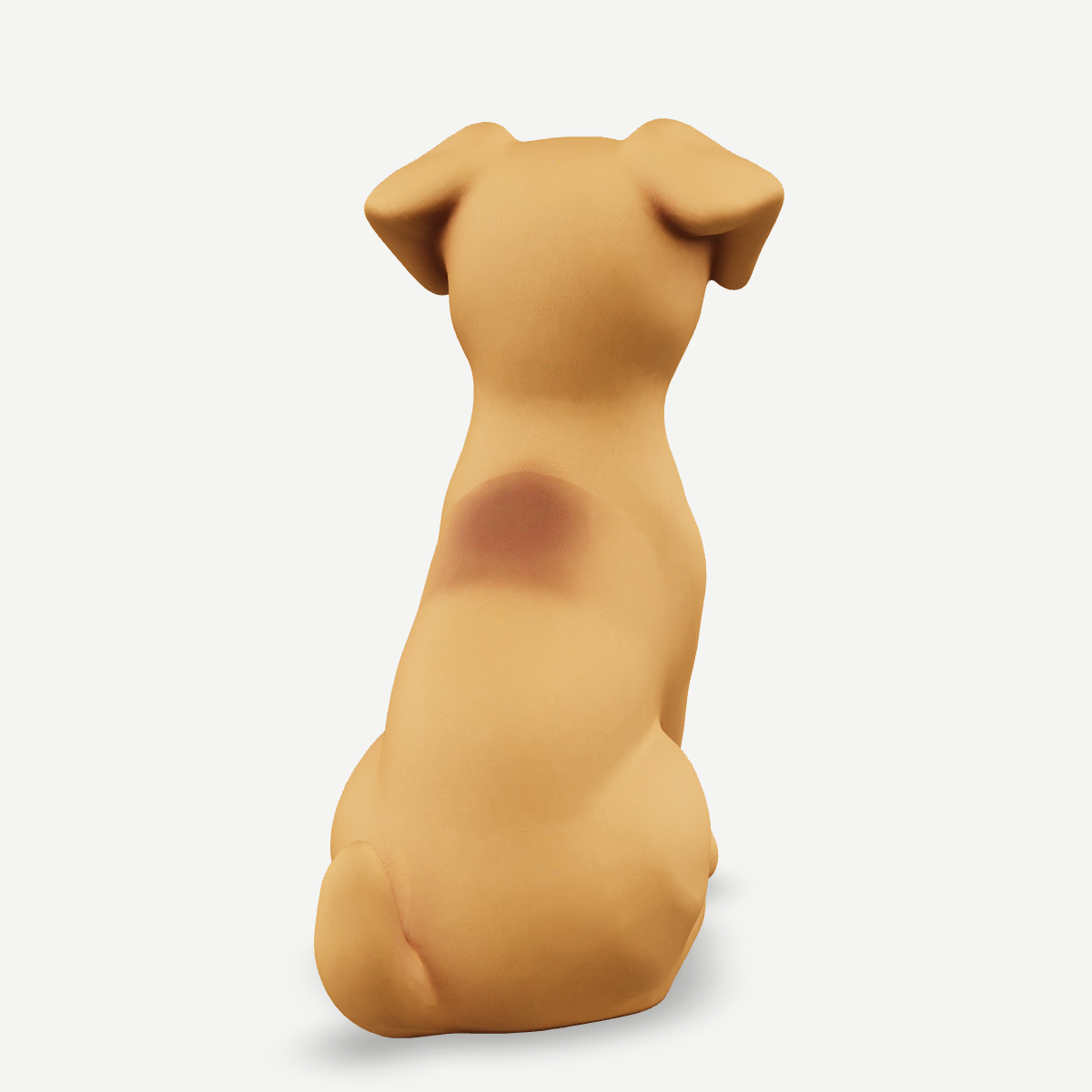 3D printed a small dog sitting — back view