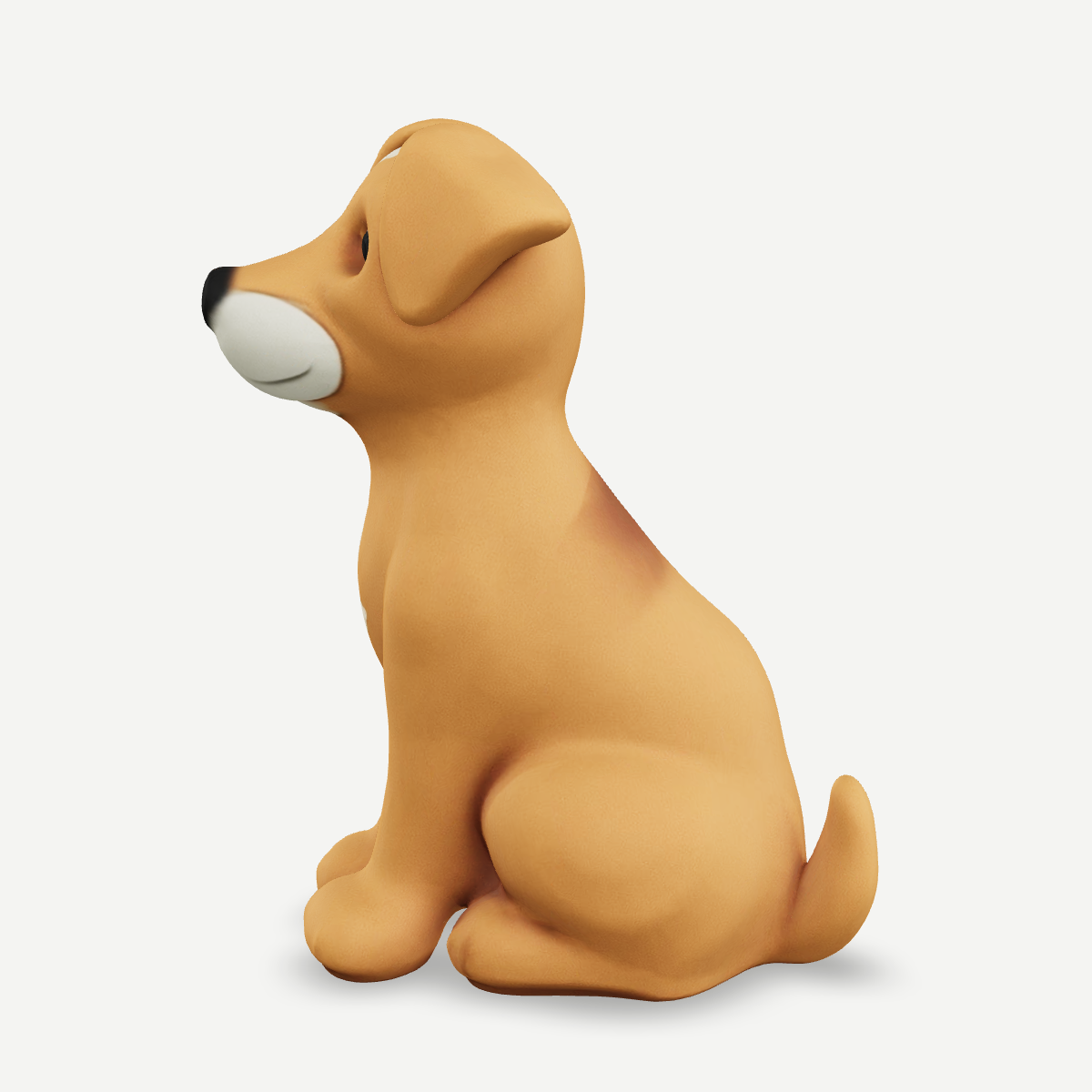 3D printed a small dog sitting — side view