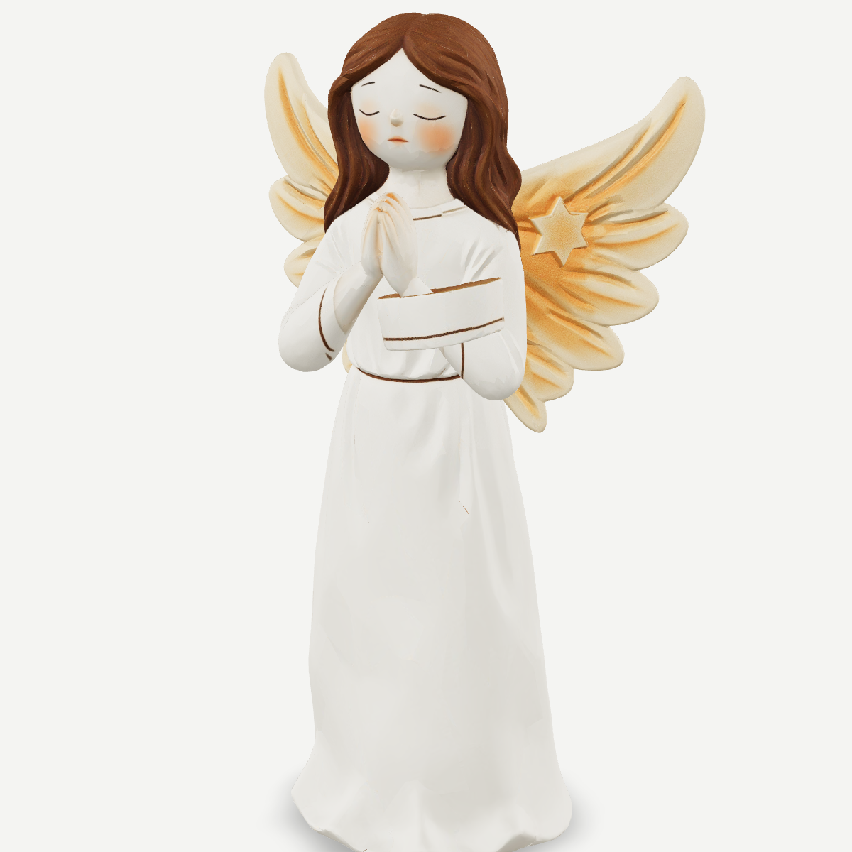 3D printed Gloria angel nativity figurine — detail view