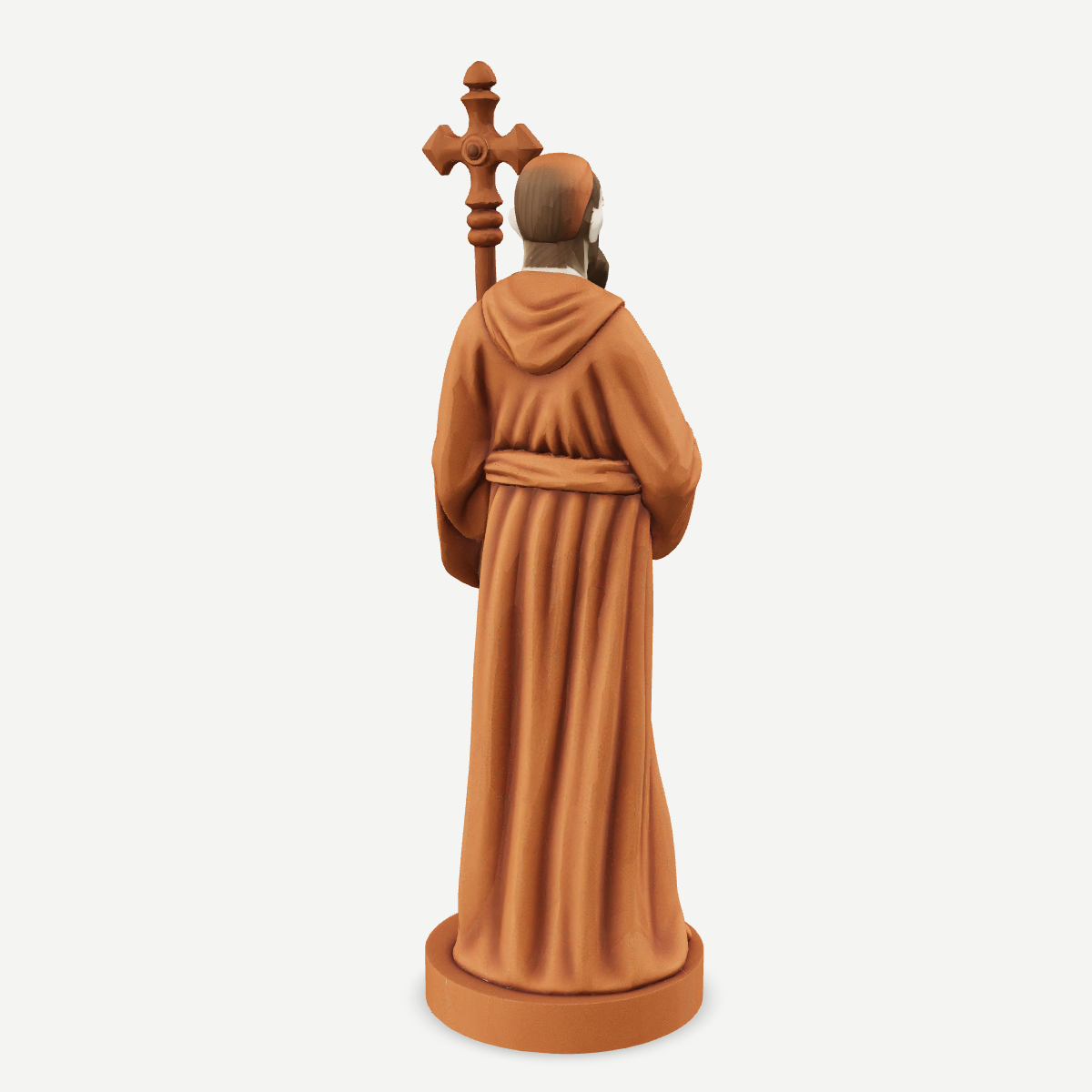 3D printed Joseph with lantern nativity figurine — back view