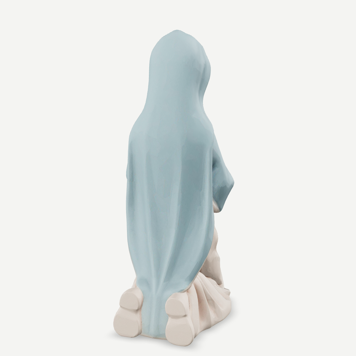 3D printed Mary kneeling nativity figurine — back view