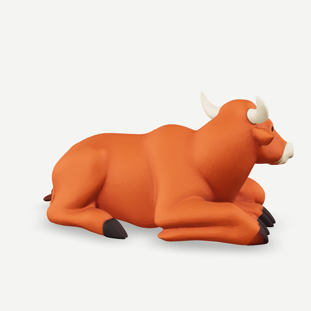 3D printed an ox lying down — back view
