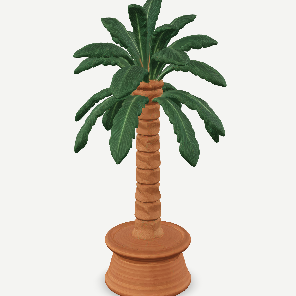3D printed palm tree on a round plinth for a nativity scene — detail view