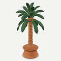 3D printed palm tree on a round plinth for a nativity scene — front quarter view
