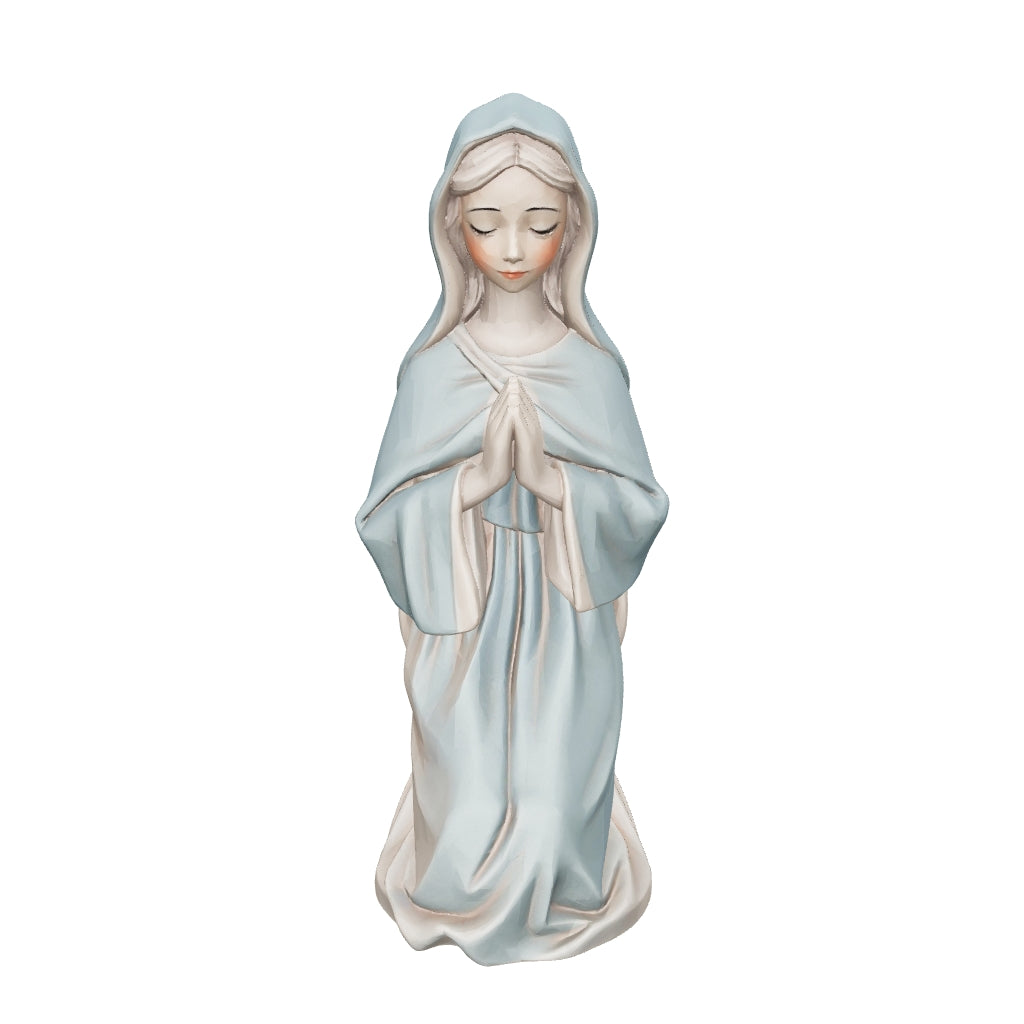 3D printed Mary kneeling nativity figurine — 3D model, actual size (view in AR)