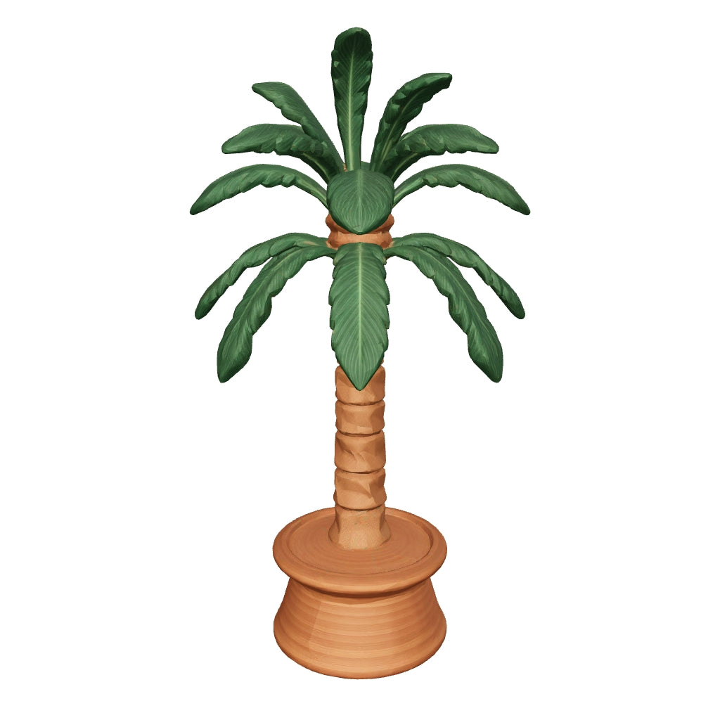 3D printed palm tree on a round plinth for a nativity scene — 3D model, actual size (view in AR)