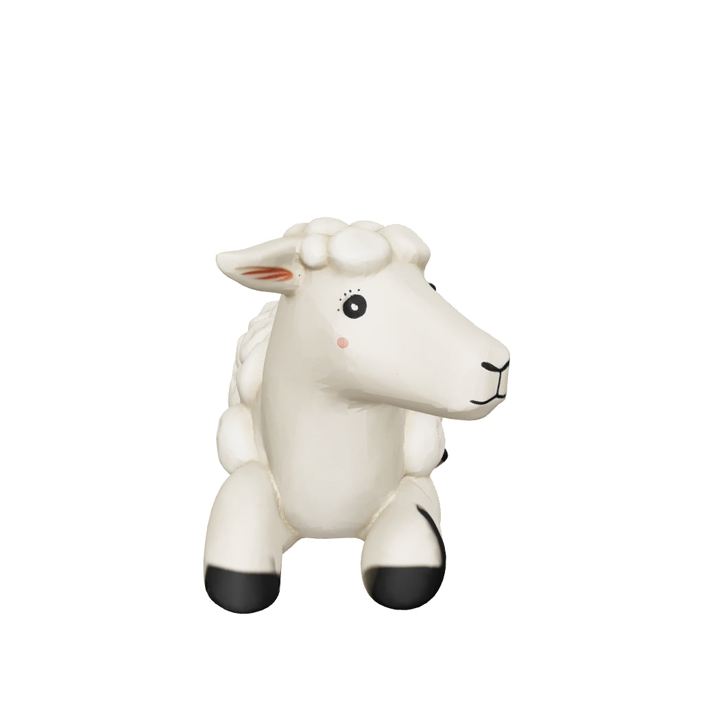 3D printed a woolly sheep lying down — 3D model, actual size (view in AR)