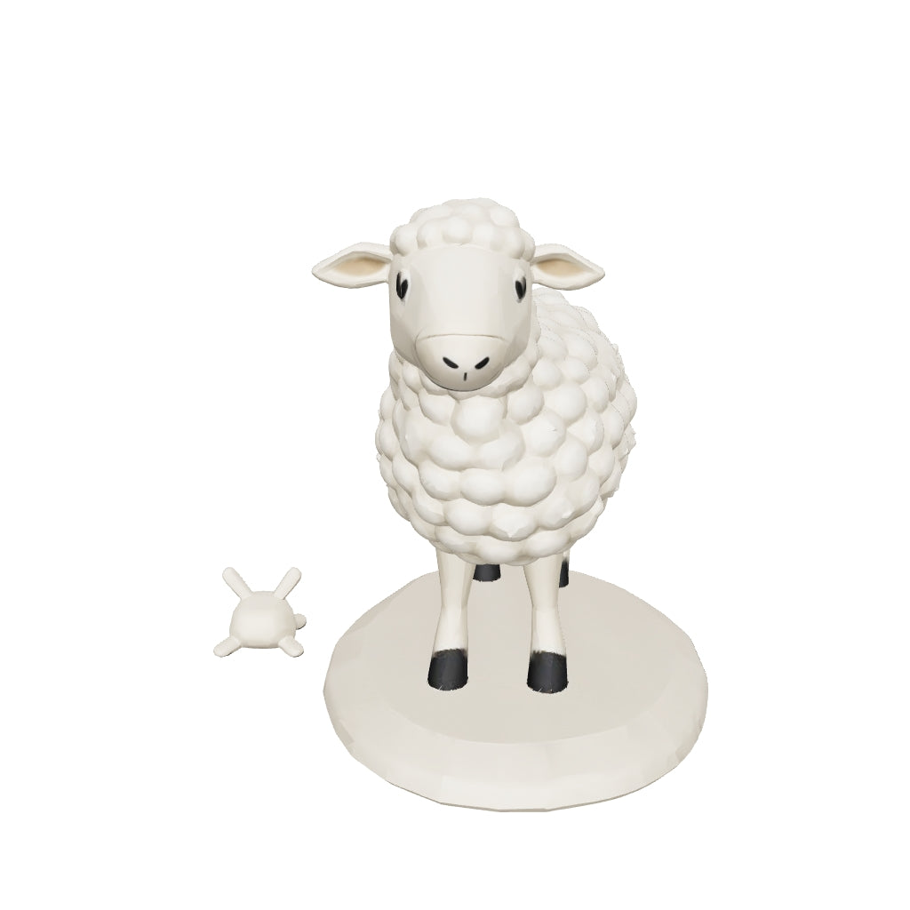 3D printed a woolly sheep standing — 3D model, actual size (view in AR)