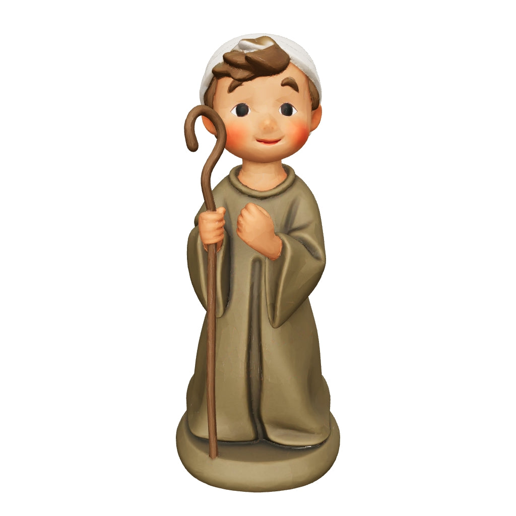 3D printed a shepherd boy kneeling with his crook — 3D model, actual size (view in AR)