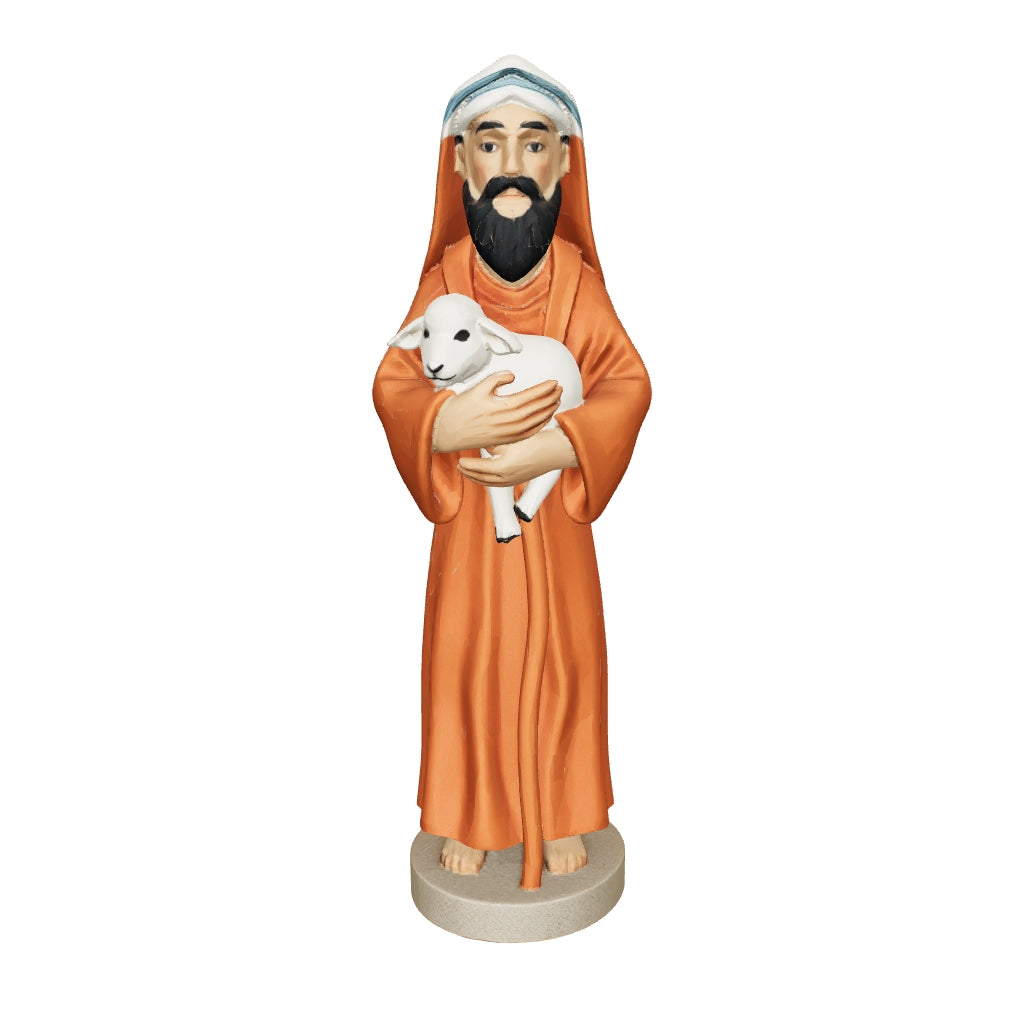 3D printed a shepherd carrying a lamb on his shoulders — 3D model, actual size (view in AR)