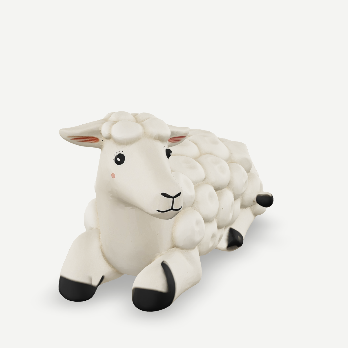 3D printed a woolly sheep lying down — detail view