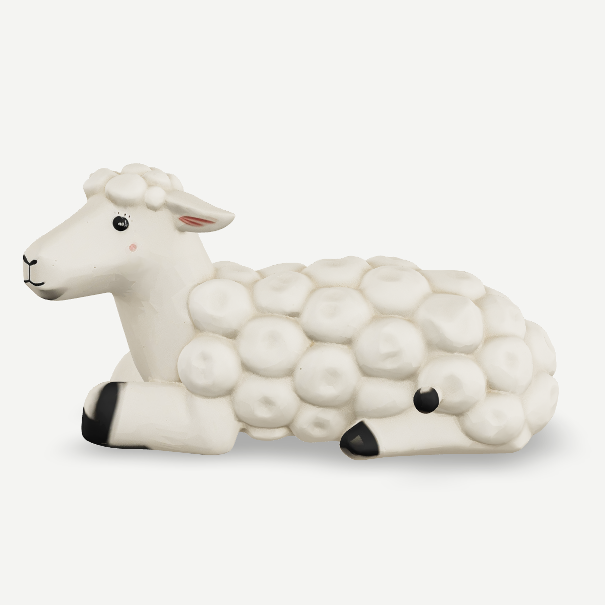 3D printed a woolly sheep lying down — side view