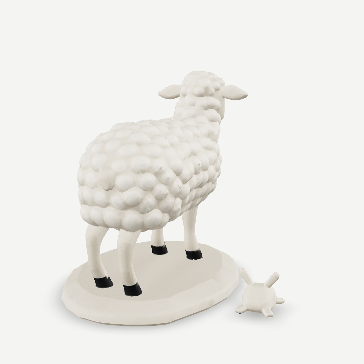 3D printed a woolly sheep standing — back view