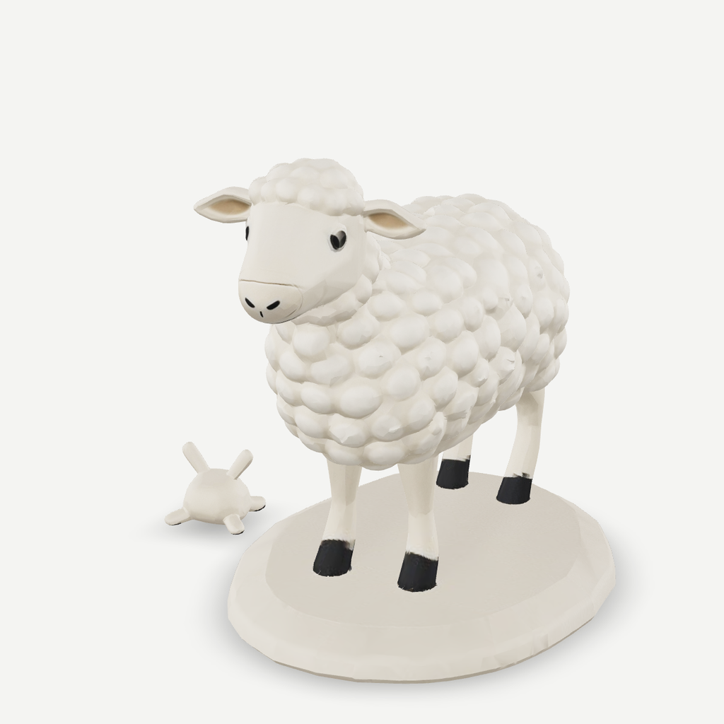 3D printed a woolly sheep standing — detail view