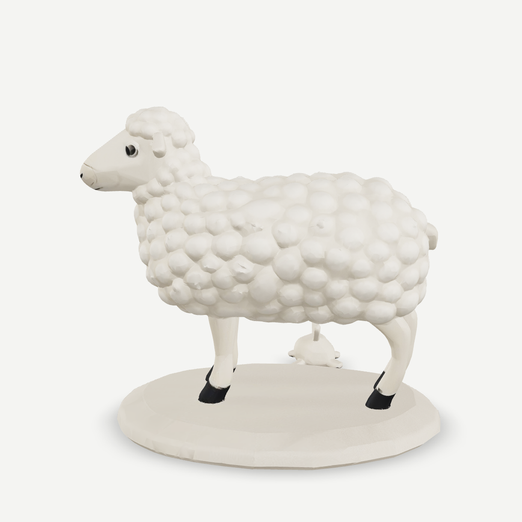 3D printed a woolly sheep standing — side view