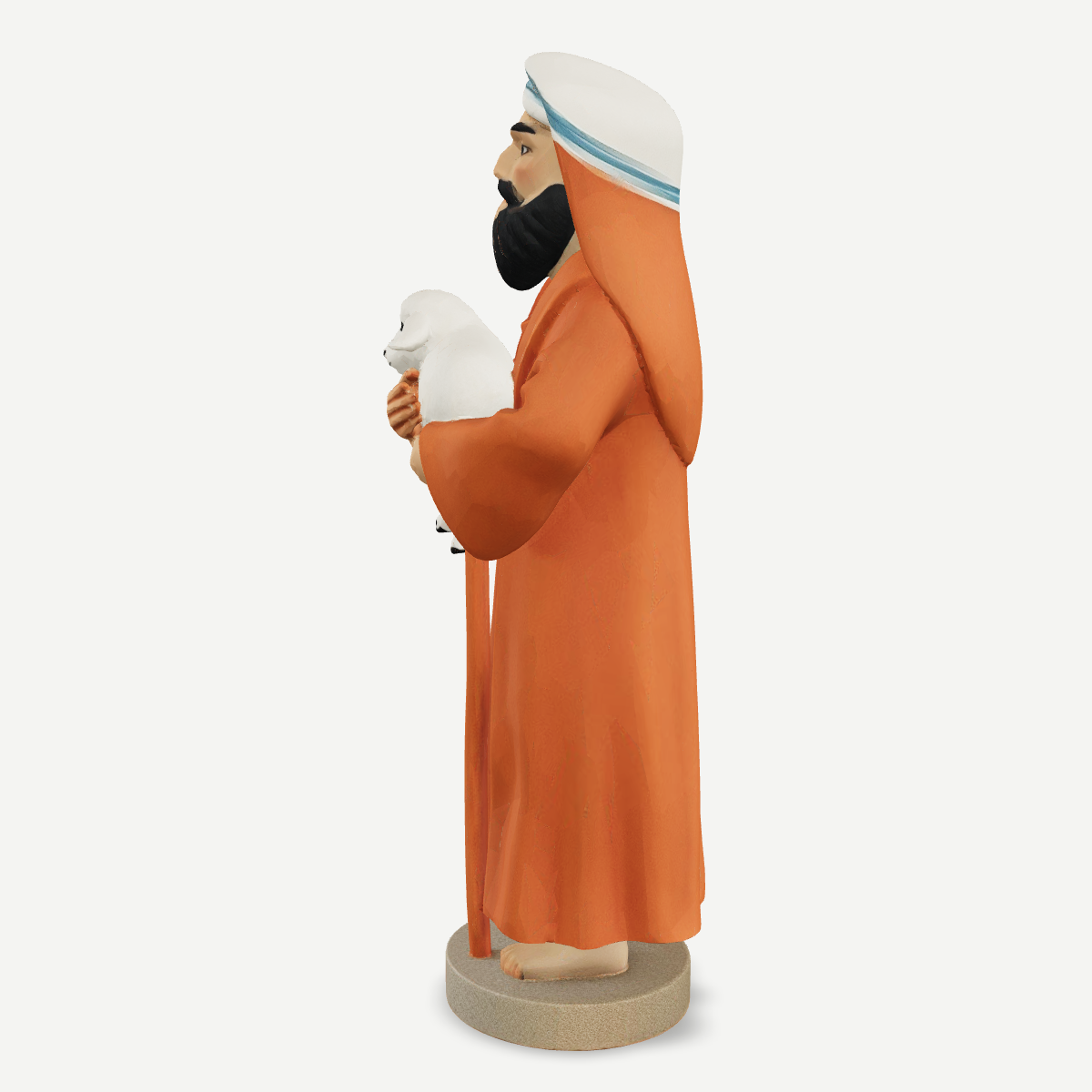 3D printed a shepherd carrying a lamb on his shoulders — side view