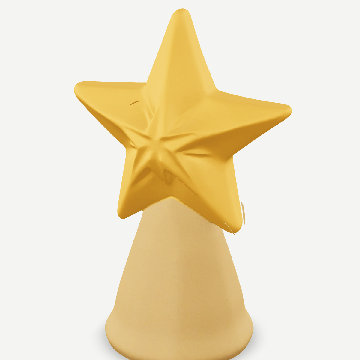 3D printed golden Star of Bethlehem on a round stand — detail view